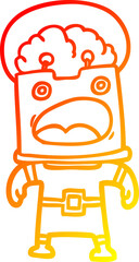 warm gradient line drawing cartoon robot