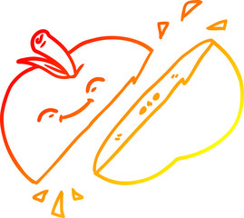 warm gradient line drawing cartoon sliced apple