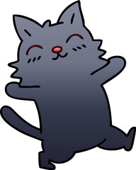 quirky gradient shaded cartoon cat