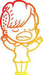 warm gradient line drawing cartoon cool hipster girl talking