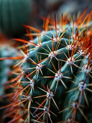 A cactus plant with numerous spikes forming a defensive labyrinth. Generative AI.