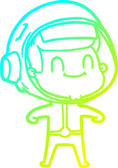 cold gradient line drawing happy cartoon astronaut