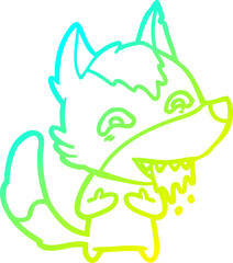cold gradient line drawing cartoon hungry wolf