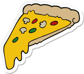 sticker of a cartoon pizza slice