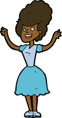 cartoon happy 1950's woman