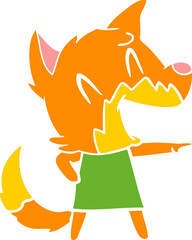 laughing fox flat color style cartoon