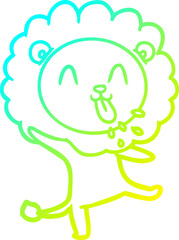 cold gradient line drawing happy cartoon lion