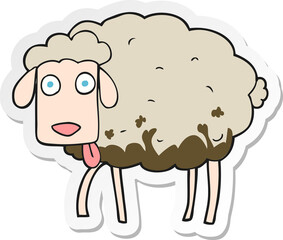 sticker of a cartoon muddy sheep