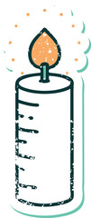 distressed sticker tattoo style icon of a candle