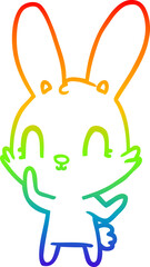 rainbow gradient line drawing cute cartoon rabbit
