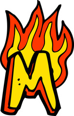 cartoon flaming letter