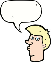cartoon confused man with speech bubble