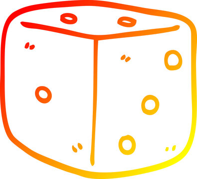 recommend clip art: warm gradient line drawing cartoon red dice