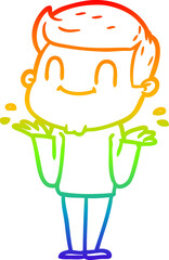 rainbow gradient line drawing cartoon friendly man