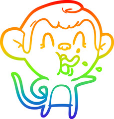 rainbow gradient line drawing crazy cartoon monkey