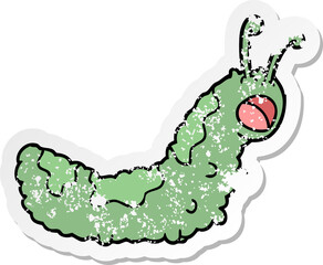 distressed sticker of a funny cartoon caterpillar