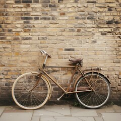 Fototapeta na wymiar Retro bicycle on vintage brick wall