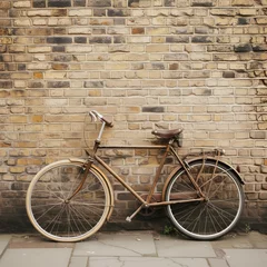 Selbstklebende Fototapete Fahrrad Retro bicycle on vintage brick wall