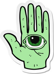 sticker of a cartoon spooky hand