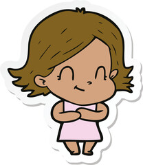 sticker of a cartoon friendly girl