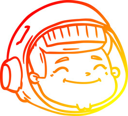warm gradient line drawing cartoon astronaut face