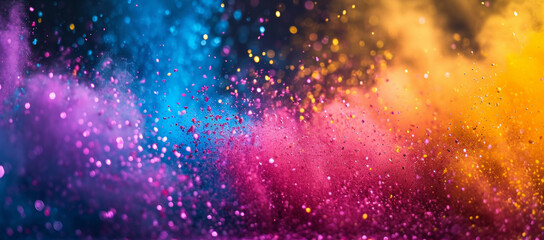 Fototapeta premium Colored powder explosion. Colorful rainbow Holi paint splash. Hindu festival of colors.