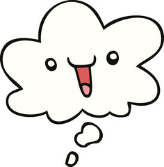 cute happy cartoon face and thought bubble