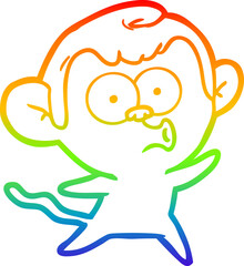 rainbow gradient line drawing cartoon surprised monkey