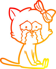 warm gradient line drawing cartoon cat