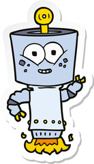 sticker of a happy cartoon robot