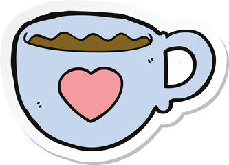 sticker of a I love coffee cartoon cup