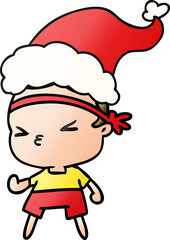 christmas gradient cartoon of kawaii boy