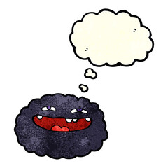 happy cartoon cloud with thought bubble