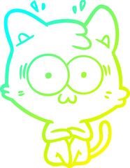 cold gradient line drawing cartoon surprised cat