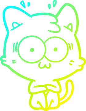 recommend clip art: cold gradient line drawing cartoon surprised cat