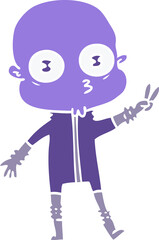 flat color style cartoon weird bald spaceman