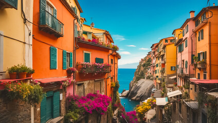 Fototapeta na wymiar beautiful street Cinque Terre Italy architecture