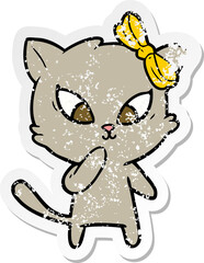 distressed sticker of a cartoon cat