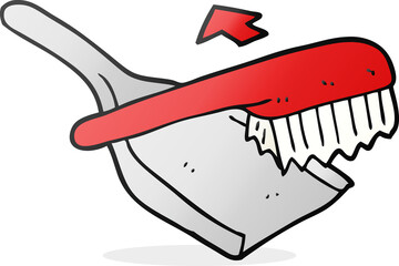 cartoon dust pan and brush