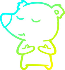 cold gradient line drawing happy cartoon bear