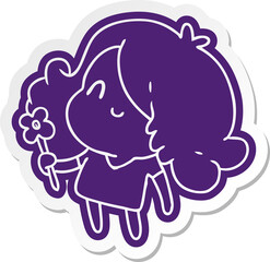 cartoon sticker of a cute kawaii girl