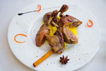 Lamb chops on white plate