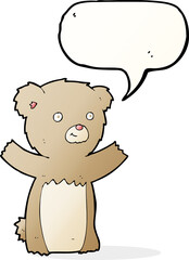 cartoon teddy bear with speech bubble