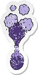 retro distressed sticker of a cartoon exploding chemicals