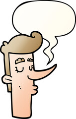 cartoon arrogant man and speech bubble in smooth gradient style