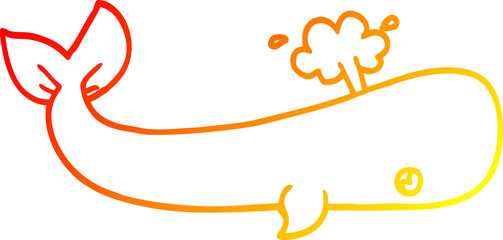 warm gradient line drawing cartoon sea whale