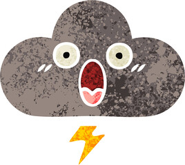 retro illustration style cartoon storm cloud