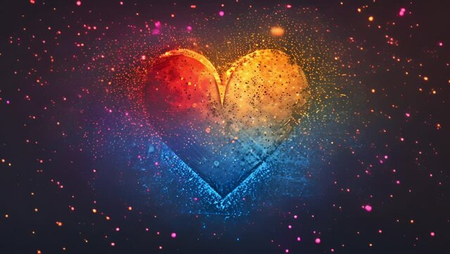 Psychedelic Distorted Valentine heart Background Web Design and Social Media. Pink and Purple Colors.Neon lights and dark background. Happy Valentine's Day 4k mp4 romantic design