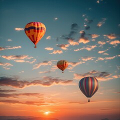 Obraz premium Colorfull hot air balloons at blue sky