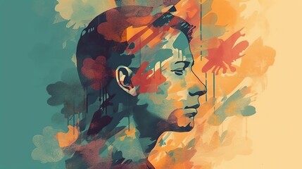 Man with depression, mental health concept. AI Generated